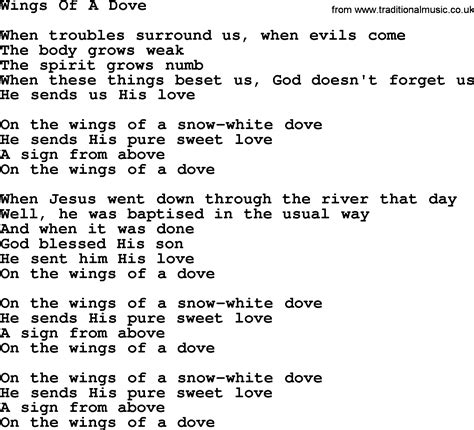 lyrics for on the wings of a dove